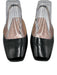 J.Crew Shoe Size 6.5 Black Leather Slingbacks Square Almond Toe Pumps Black / 6.5