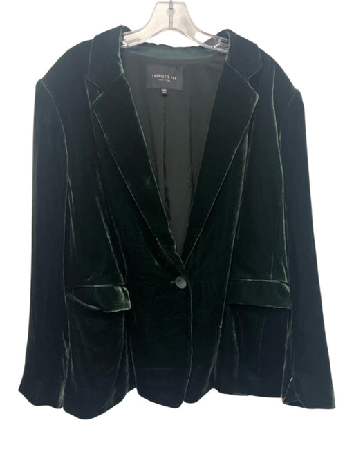 Lafayette 148 Size 16 Dark Green Rayon & Silk Velvet Flap Pocket Blazer Jacket Dark Green / 16