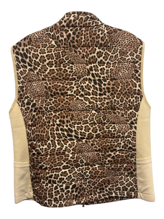 Tyler Boe Size XL Brown & Beige Polyester Leopard Print Zip Front Filled Vest Brown & Beige / XL