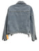 Savanna Jane Size M Light Wash Cotton Blend Denim Rhinestone Fringe Jacket Light Wash / M