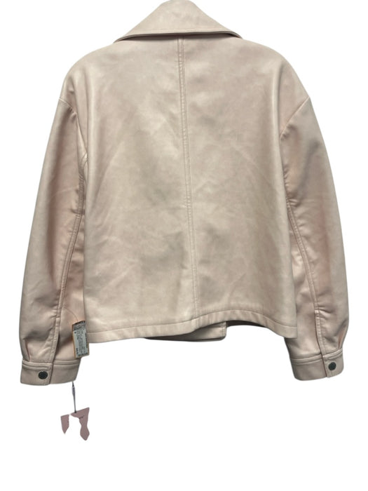 Avec Les Filles Size M Light Pink PU Leather Double Breasted Moto Jacket Light Pink / M