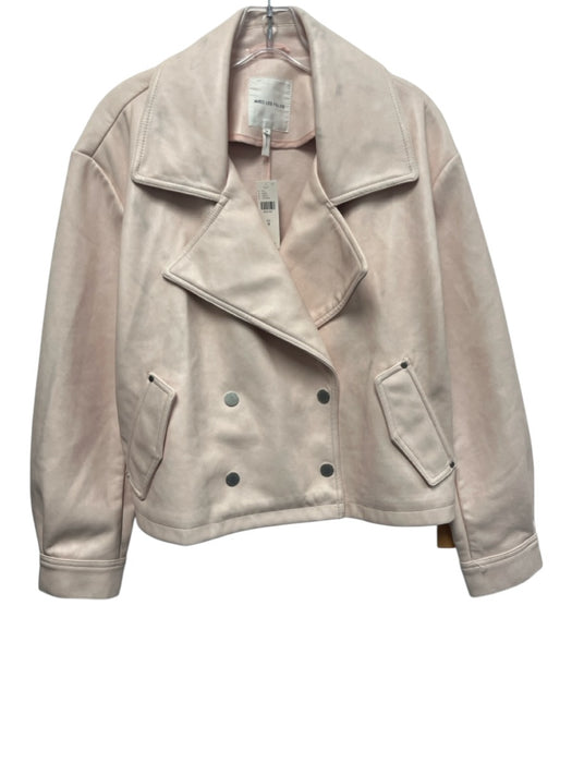 Avec Les Filles Size M Light Pink PU Leather Double Breasted Moto Jacket Light Pink / M