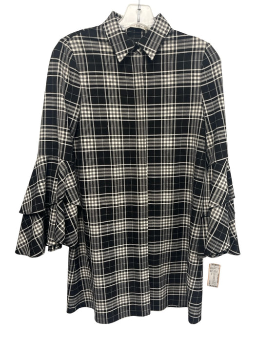 Alice + Olivia Size XS Black & White Polyester Blend Plaid Button Front Dress Black & White / XS