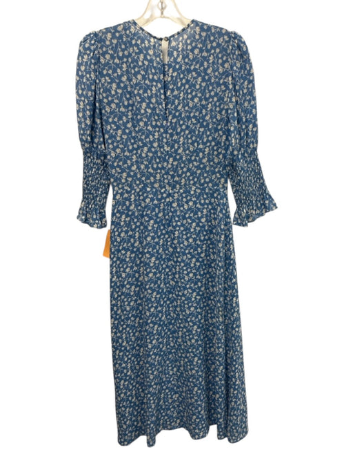 Reformation Size 4 Blue & White Viscose Floral 1/2 Balloon Sleeve Dress Blue & White / 4