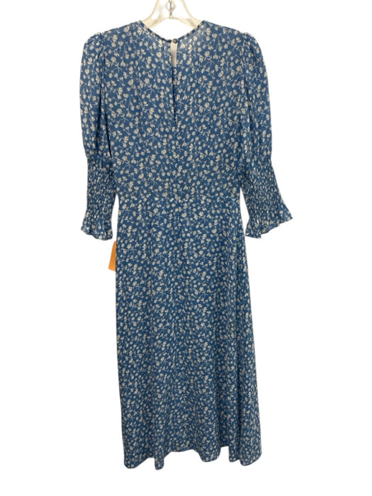 Reformation Size 4 Blue & White Viscose Floral 1/2 Balloon Sleeve Dress Blue & White / 4