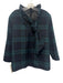 Tuckernuck Size L Green, Black & Blue Wool Blend Plaid Ruffle Neckline Top Green, Black & Blue / L
