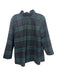 Tuckernuck Size L Green, Black & Blue Wool Blend Plaid Ruffle Neckline Top Green, Black & Blue / L