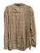 Cote de France Size L Brown & Cream Silk Abstract Print Button Up Shirt Top Brown & Cream / L