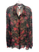Anna and Frank Size 1X Black & Red Silk Floral Sheer Long Balloon Sleeve Top Black & Red / 1X
