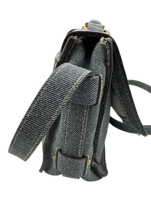 Aimee Kestenberg Medium light wash Leather Denim Look Flap Top Press Lock Bag Medium light wash