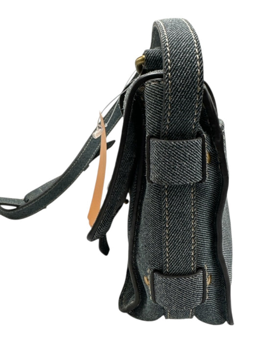 Aimee Kestenberg Medium light wash Leather Denim Look Flap Top Press Lock Bag Medium light wash