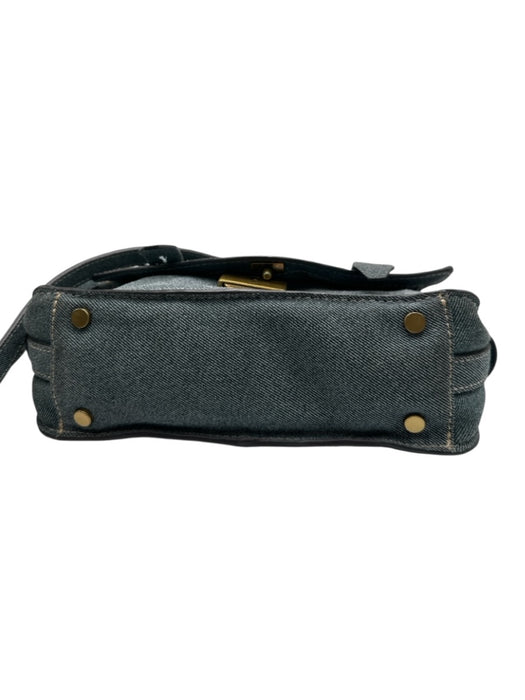 Aimee Kestenberg Medium light wash Leather Denim Look Flap Top Press Lock Bag Medium light wash