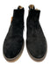 Italeau Shoe Size 38.5 Black Leather Upper Suede Side Zip Ankle Booties Black / 38.5