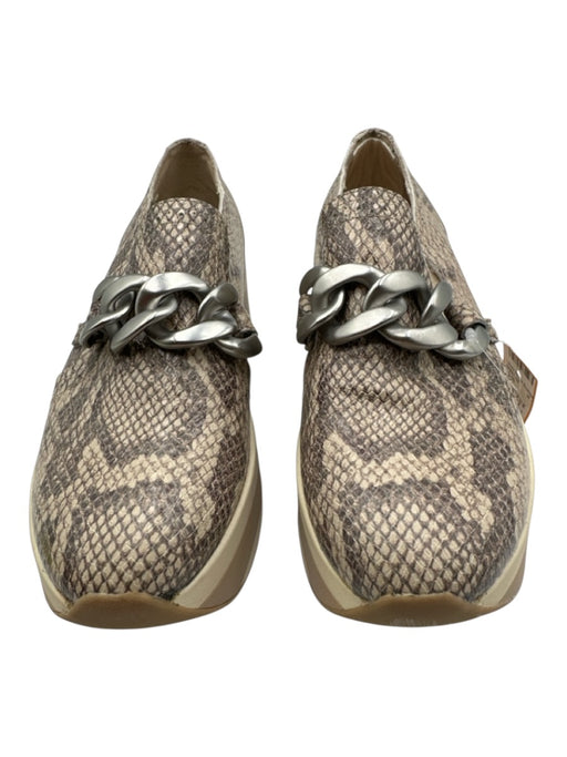 Dolce Vita Shoe Size 8 Beige Leather Upper Snake Print Chain Detail Sneakers Beige / 8
