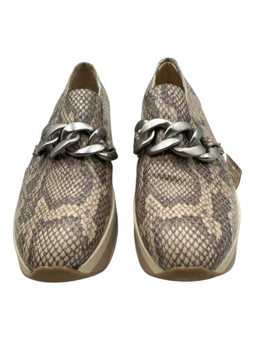Dolce Vita Shoe Size 8 Beige Leather Upper Snake Print Chain Detail Sneakers Beige / 8