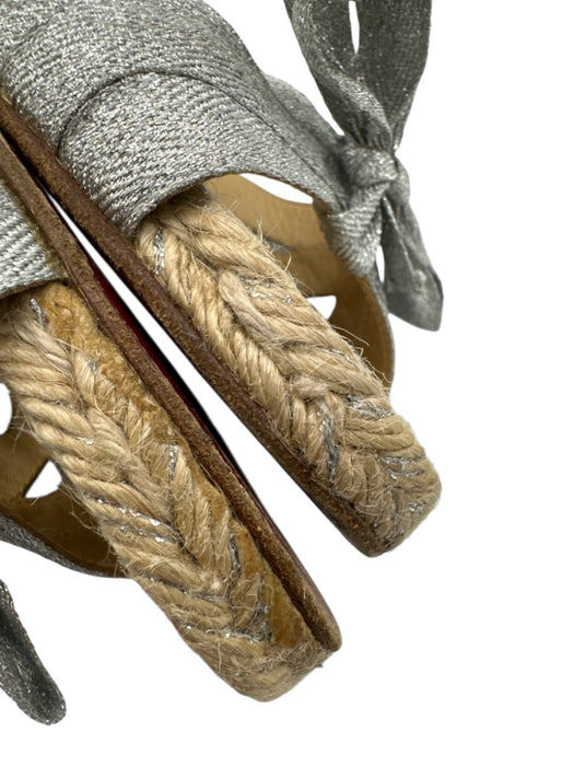 Christian Louboutin Shoe Size 38 Silver & Beige textile upper Shimmer Sandals Silver & Beige / 38