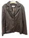 Calvin Klein Size Large Dark Brown Leather Long Sleeve Button Front Lapel Jacket Dark Brown / Large