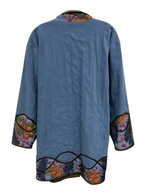 Koos Size Large Blue, Orange, Brown Polyester Vinyl Floral Velcro Jacket Blue, Orange, Brown / Large