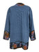 Koos Size Large Blue, Orange, Brown Polyester Vinyl Floral Velcro Jacket Blue, Orange, Brown / Large