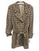 Tahari Size 14 Beige, Green, Burgundy Polyester Long Sleeve Plaid Pockets Jacket Beige, Green, Burgundy / 14