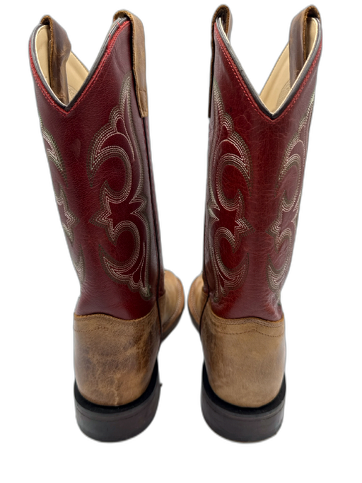 Cody James Shoe Size 7 Red, Tan & Green Leather Square Toe Stitch Detail Boots Red, Tan & Green / 7
