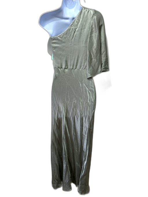 Shona Joy Size 10 Sage green Viscose Blend One Shoulder 1/2 Flutter Sleeve Dress Sage green / 10