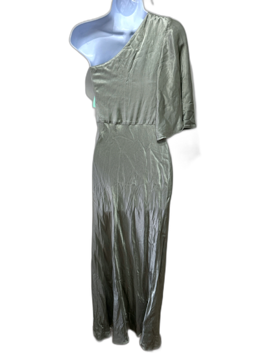 Shona Joy Size 10 Sage green Viscose Blend One Shoulder 1/2 Flutter Sleeve Dress Sage green / 10