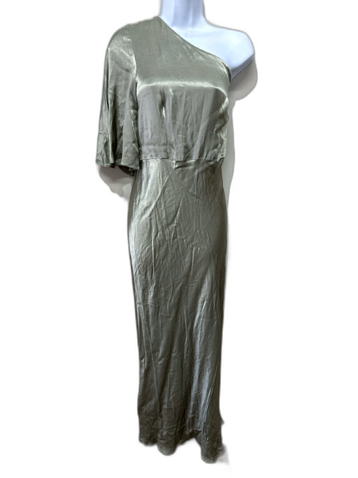 Shona Joy Size 10 Sage green Viscose Blend One Shoulder 1/2 Flutter Sleeve Dress Sage green / 10