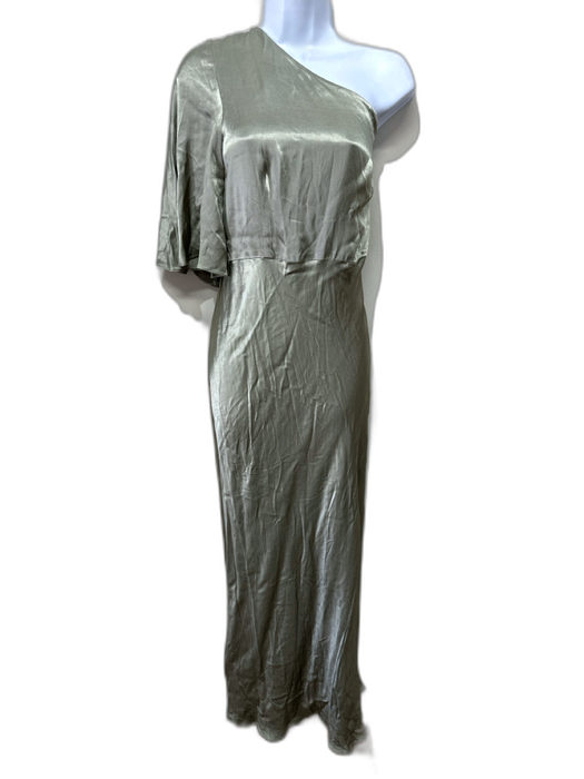 Shona Joy Size 10 Sage green Viscose Blend One Shoulder 1/2 Flutter Sleeve Dress Sage green / 10