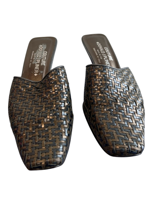 Donald Pilner Couture Shoe Size 8 Brown Leather Square Point Toe Mule Shoes Brown / 8