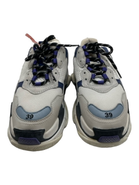 Balenciaga Shoe Size 39 White, Purple & Black Synthetic Rubber Chunky Sneakers White, Purple & Black / 39