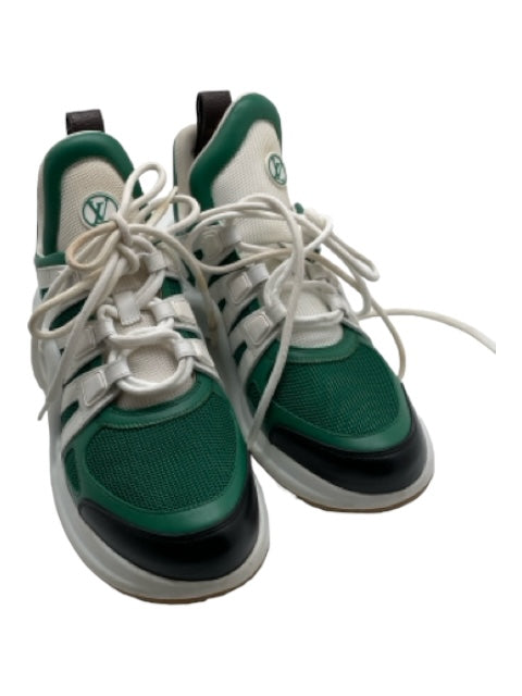 Louis Vuitton Shoe Size 39 White, Black & Green Leather & Foam Mesh Sneakers White, Black & Green / 39