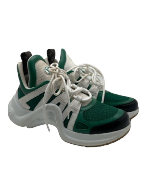 Louis Vuitton Shoe Size 39 White, Black & Green Leather & Foam Mesh Sneakers White, Black & Green / 39