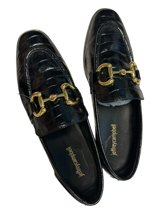 Jeffrey Campbell Shoe Size 8 Black & Gold Snake Print Gold Buckle Loafer Shoes Black & Gold / 8