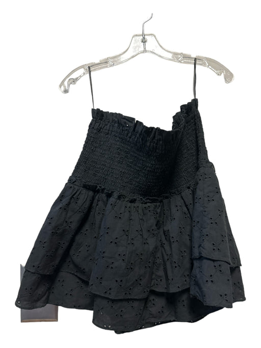 Aqua Size XL Black Lace Cotton Eyelet Sinch Detail Skirt Black / XL