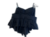 Free People Size S Black Cotton V Neck Cropped Elastic Waist Flare Short Set Black / S