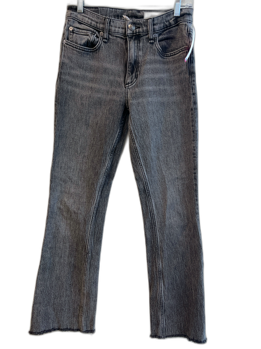Rag & Bone Size 26 Black Wash Cotton Zip Fly Mid Rise Raw Hem Boot Cut Jeans Black Wash / 26