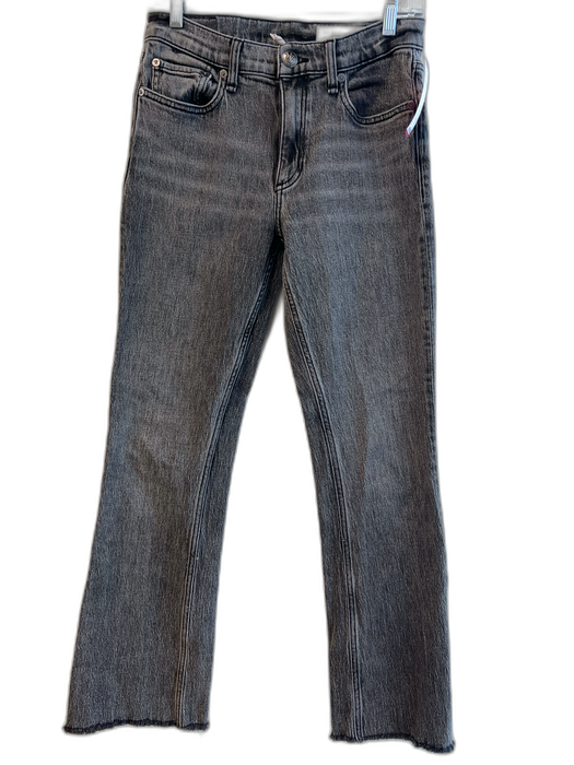 Rag & Bone Size 26 Black Wash Cotton Zip Fly Mid Rise Raw Hem Boot Cut Jeans Black Wash / 26