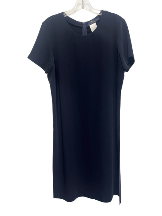 Polo Ralph Lauren Size 10 Navy Blue Polyester Short Sleeve Back Zip Shift Dress Navy Blue / 10