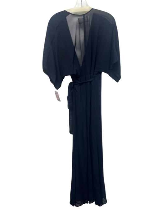 Reformation Size S Navy Blue Viscose Semi Sheer Wrap Dress Navy Blue / S
