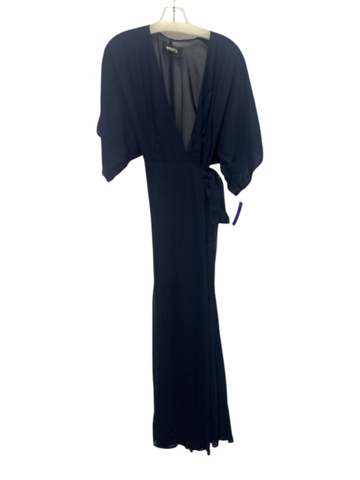 Reformation Size S Navy Blue Viscose Semi Sheer Wrap Dress Navy Blue / S