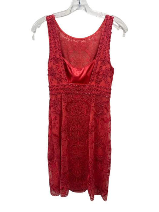 Sue Wong Size 2 Orange & Red Nylon Lace Overlay Floral Embroidery Bead — Labels Resale Boutique