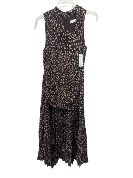 Jonathan Simkhai Size 2 Brown, Beige, White Polyester Abstract Print Dress Brown, Beige, White / 2
