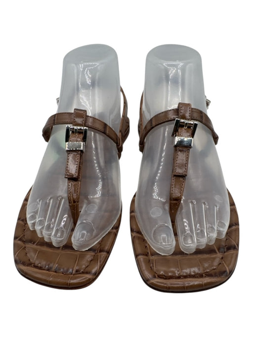 Michael Kors Collection Shoe Size 38 Brown Leather Upper Croc Embossed Sandals Brown / 38