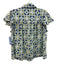Olivia James Size M Blue & Green Cotton Ruffle Cap Sleeve Geometric Print Top Blue & Green / M