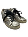 Golden Goose Shoe Size 38 Silver & Beige Leather Glitter Lace Up Sneakers Silver & Beige / 38