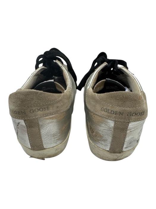 Golden Goose Shoe Size 38 Silver & Beige Leather Glitter Lace Up Sneakers Silver & Beige / 38