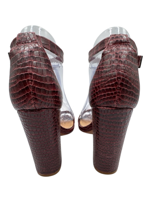 Schutz Shoe Size 7.5 Brown Leather Snake Embossed Open Toe Block Heel Pumps Brown / 7.5