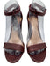 Schutz Shoe Size 7.5 Brown Leather Snake Embossed Open Toe Block Heel Pumps Brown / 7.5