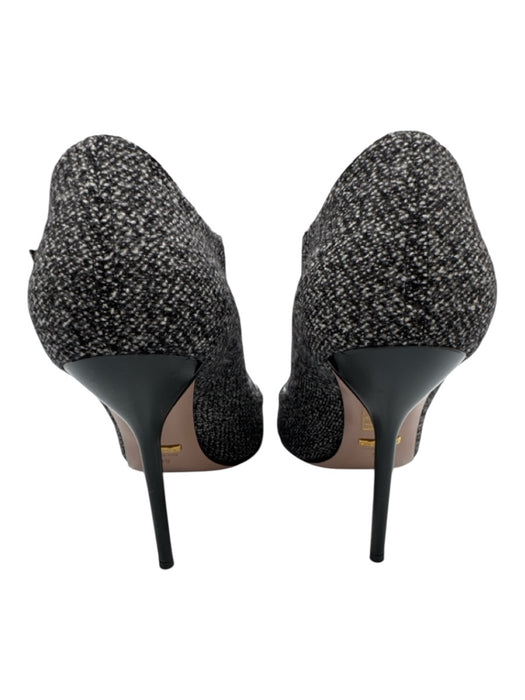 Gucci Shoe Size 39 Black & White Wool Blend Pointed Toe Stiletto Buckle Pumps Black & White / 39